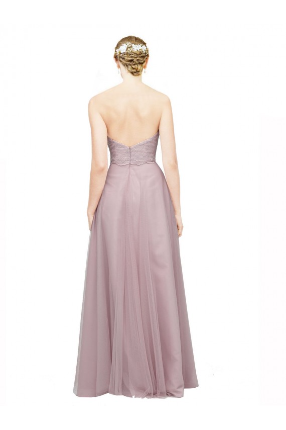 Günstige Light Lilac A-Linien Tüll Spitze Lange Brautjungfernkleider