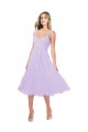 Günstige Lila A-Linien Midi Chiffon Kurze Brautjungfernkleider / Cocktailkleider / Heimkehr Kleider