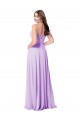 Günstige Lila A-Linien Scoop Chiffon Lange Brautjungfernkleider