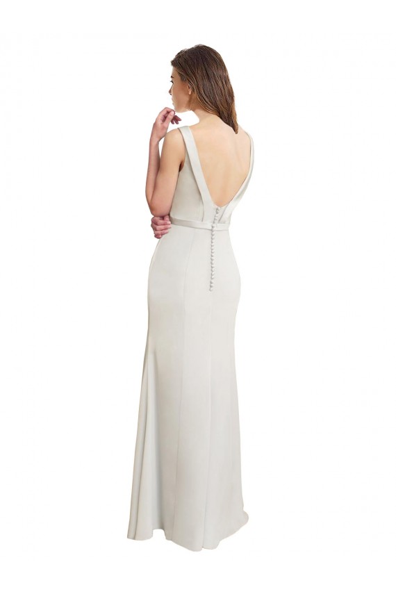 Günstige Meerjungfrau Bootshals Stehkragen Ausschnitt Chiffon Satin Lange Brautjungfernkleider