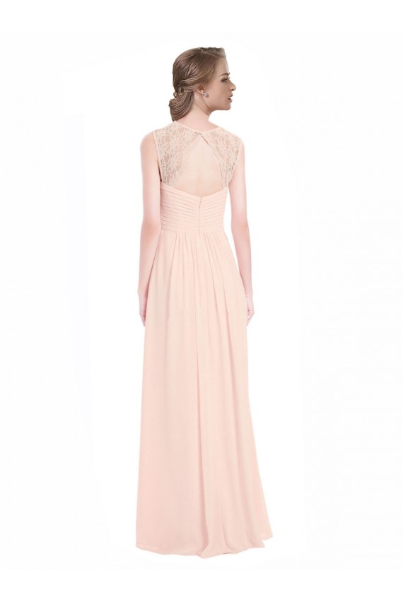 Günstige Minzgrün A-Linien Chiffon Spitze Lange Brautjungfernkleider