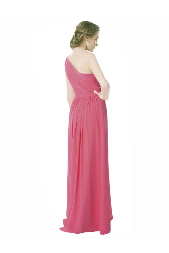 Günstige Minzgrün A-Linien Eine-Schulter Chiffon Lange Brautjungfernkleider