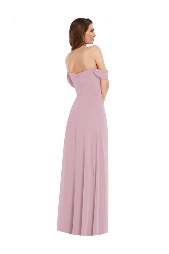 Günstige Primel A-Linien Chiffon Lange Brautjungfernkleider
