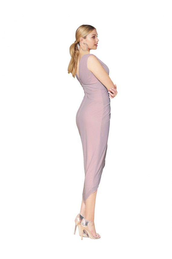 Günstige Primel Meerjungfrau V-Ausschnitt Cocktail Chiffon Kurze Formale Brautjungfernkleider / Abendkleider / Abiballkleider