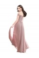 Günstige Rosa 147 A-Linien Off-Schulter Chiffon Spitze Lange Brautjungfernkleider