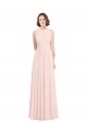 Günstige Rosa 42 A-Linien Neckholder Chiffon Lange Brautjungfernkleider