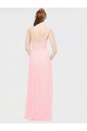 Günstige Rosa A-Linien Eine-Schulter Chiffon Lange Brautjungfernkleider