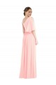 Günstige Rosa A-Linien Eine-Schulter Chiffon Lange Brautjungfernkleider