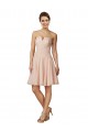 Günstige Rosa A-Linien Knielang Chiffon Spitze Kurze Brautjungfernkleider / Cocktailkleider