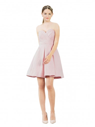 Günstige Rosa A-Linien Knielang Satin Kurze Brautjungfernkleider / Cocktailkleider / Heimkehr Kleider