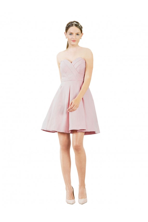 Günstige Rosa A-Linien Knielang Satin Kurze Brautjungfernkleider / Cocktailkleider / Heimkehr Kleider