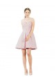 Günstige Rosa A-Linien Knielang Satin Kurze Brautjungfernkleider / Cocktailkleider / Heimkehr Kleider