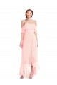 Günstige Rosa A-Linien Off-Schulter Chiffon Lange Brautjungfernkleider