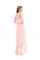 Günstige Rosa A-Linien Off-Schulter Chiffon Lange Brautjungfernkleider