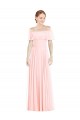 Günstige Rosa A-Linien Off-Schulter Quadrat Ausschnitt Chiffon Lange Brautjungfernkleider
