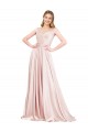 Günstige Rosa A-Linien Off-Schulter Satin Lange Formale Brautjungfernkleider / Abendkleider / Abiballkleider