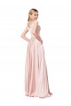 Günstige Rosa A-Linien Off-Schulter Satin Lange Formale Brautjungfernkleider / Abendkleider / Abiballkleider