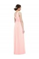 Günstige Rosa A-Linien V-Ausschnitt Chiffon Lange Brautjungfernkleider