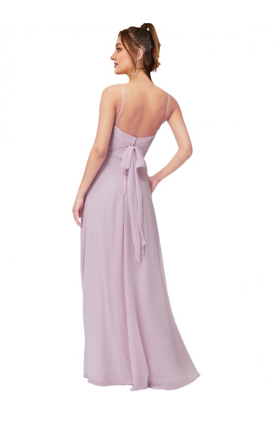 Günstige Rosa Leuchten A-Linien Chiffon Lange Brautjungfernkleider