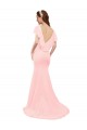Günstige Rosa Meerjungfrau V-Ausschnitt Chiffon Lange Brautjungfernkleider