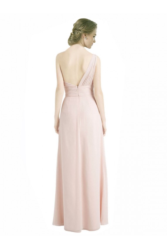 Günstige Rot 16 A-Linien Eine-Schulter Chiffon Lange Brautjungfernkleider