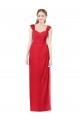 Günstige Rot A-Linien Chiffon Lange Brautjungfernkleider