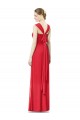 Günstige Rot A-Linien Chiffon Lange Brautjungfernkleider