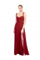 Günstige Rot A-Linien Chiffon Lange Brautjungfernkleider