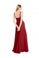 Günstige Rot A-Linien Chiffon Lange Brautjungfernkleider
