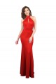Günstige Rot Meerjungfrau Neckholder Stretch-Satin Lange Formale Brautjungfernkleider / Abendkleider / Abiballkleider
