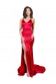 Günstige Rot Meerjungfrau Stretch-Satin Lange Formale Brautjungfernkleider / Abendkleider / Abiballkleider