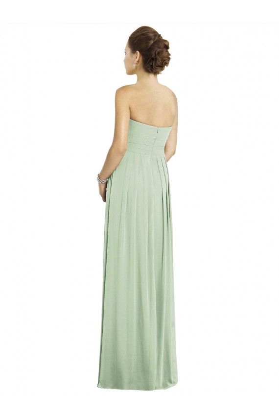 Günstige Salbeigrün A-Linien Chiffon Lange Brautjungfernkleider