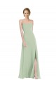Günstige Salbeigrün A-Linien Scoop Chiffon Lange Brautjungfernkleider