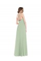 Günstige Salbeigrün A-Linien Scoop Chiffon Lange Brautjungfernkleider