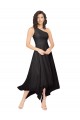 Günstige Schwarz A-Linien Eine-Schulter Trägerlos Midi Chiffon Kurze Brautjungfernkleider / Cocktailkleider / Heimkehr Kleider