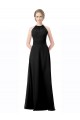 Günstige Schwarz A-Linien Neckholder Chiffon Lange Brautjungfernkleider