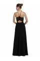 Günstige Schwarz A-Linien Neckholder Chiffon Spitze Lange Brautjungfernkleider