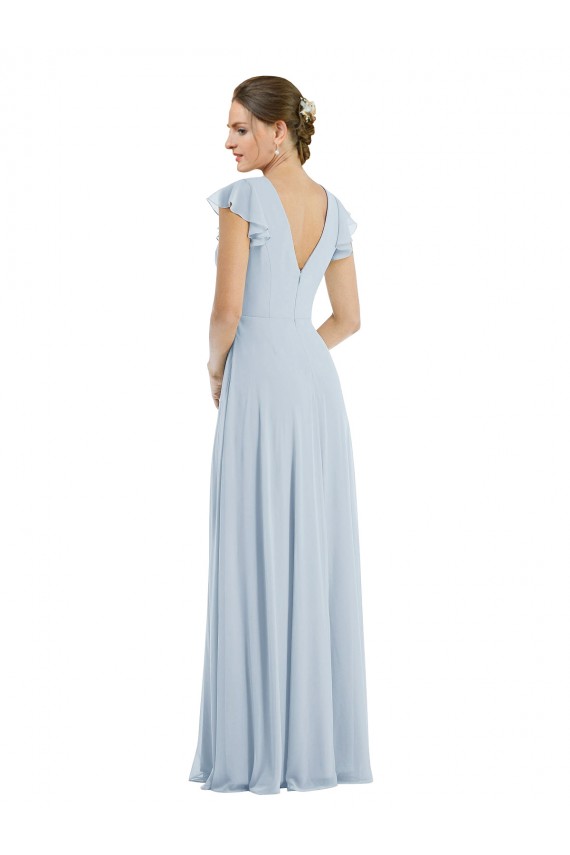Günstige Seeglas A-Linien Chiffon Lange Formale Brautjungfernkleider / Abendkleider