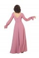 Günstige Seeglas A-Linien V-Ausschnitt Chiffon Lange Brautjungfernkleider