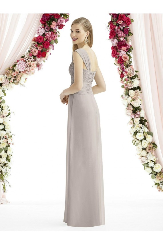 Günstige Silber A-Linien Chiffon Lange Brautjungfernkleider