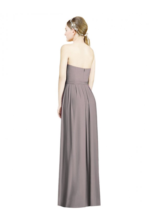Günstige Staubige Rose A-Linien Chiffon Lange Brautjungfernkleider