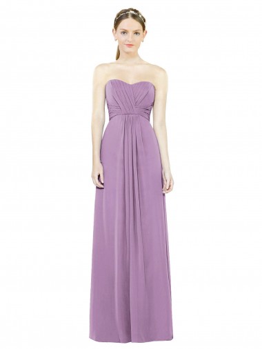 Günstige Staubiger Lavendel A-Linien Chiffon Lange Brautjungfernkleider