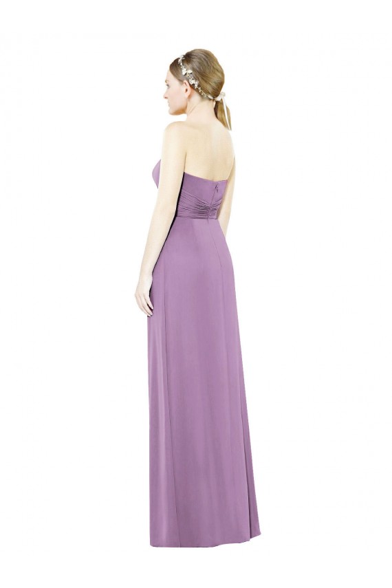 Günstige Staubiger Lavendel A-Linien Chiffon Lange Brautjungfernkleider