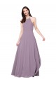 Günstige Staubiger Lavendel A-Linien Neckholder Chiffon Lange Brautjungfernkleider