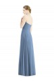Günstige Staubiges Blau A-Linien Chiffon Lange Brautjungfernkleider