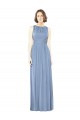 Günstige Staubiges Blau A-Linien Chiffon Lange Brautjungfernkleider