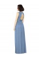 Günstige Staubiges Blau A-Linien Chiffon Lange Brautjungfernkleider
