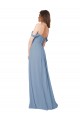 Günstige Staubiges Blau A-Linien Chiffon Lange Brautjungfernkleider