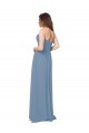Günstige Staubiges Blau A-Linien Chiffon Lange Brautjungfernkleider