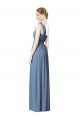 Günstige Staubiges Blau A-Linien Eine-Schulter Chiffon Lange Brautjungfernkleider